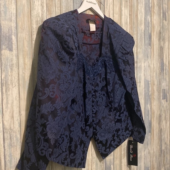 NWT Vintage David Rose Winter Blue Jacquard Blazer | Size 16W - Picture 3 of 16